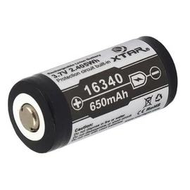 123A méretű 3.7V 650mAh XTAR 16340 Li-ion akkumulátor védőelektronikával