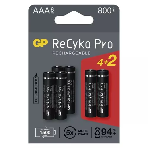 AAA 800mAh GP85AAAHCB-PP4+2 Recyko Pro mikro akku papírdobozos