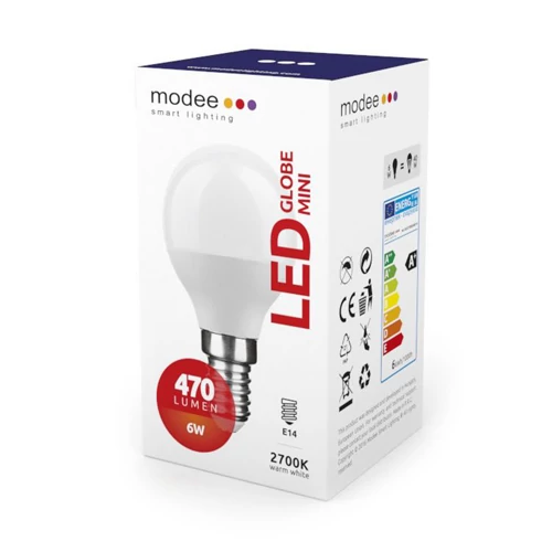 Modee LED izzó mini gömb G45 6W E14 foglalat 2700K