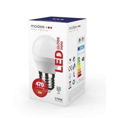 Modee LED izzó mini gömb G45 6W E27 foglalat 2700K