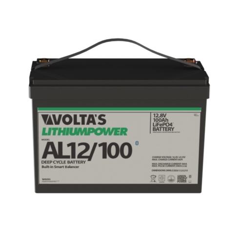 Voltas+ 12.8V 100Ah LiFePO4 lítium-vasfoszfát akkumulátor 328*172*212 digit.