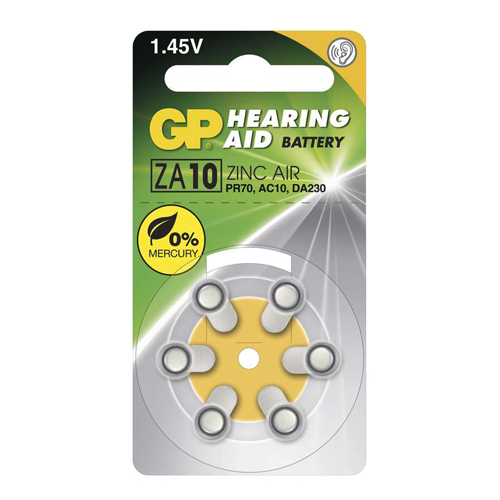 ZA10 / PR10 GP Cink-levegő hallókészülék elem 75mAh 5,8*3,6mm